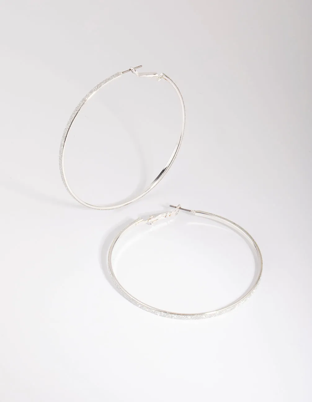 Silver Glitter Hoop Earrings