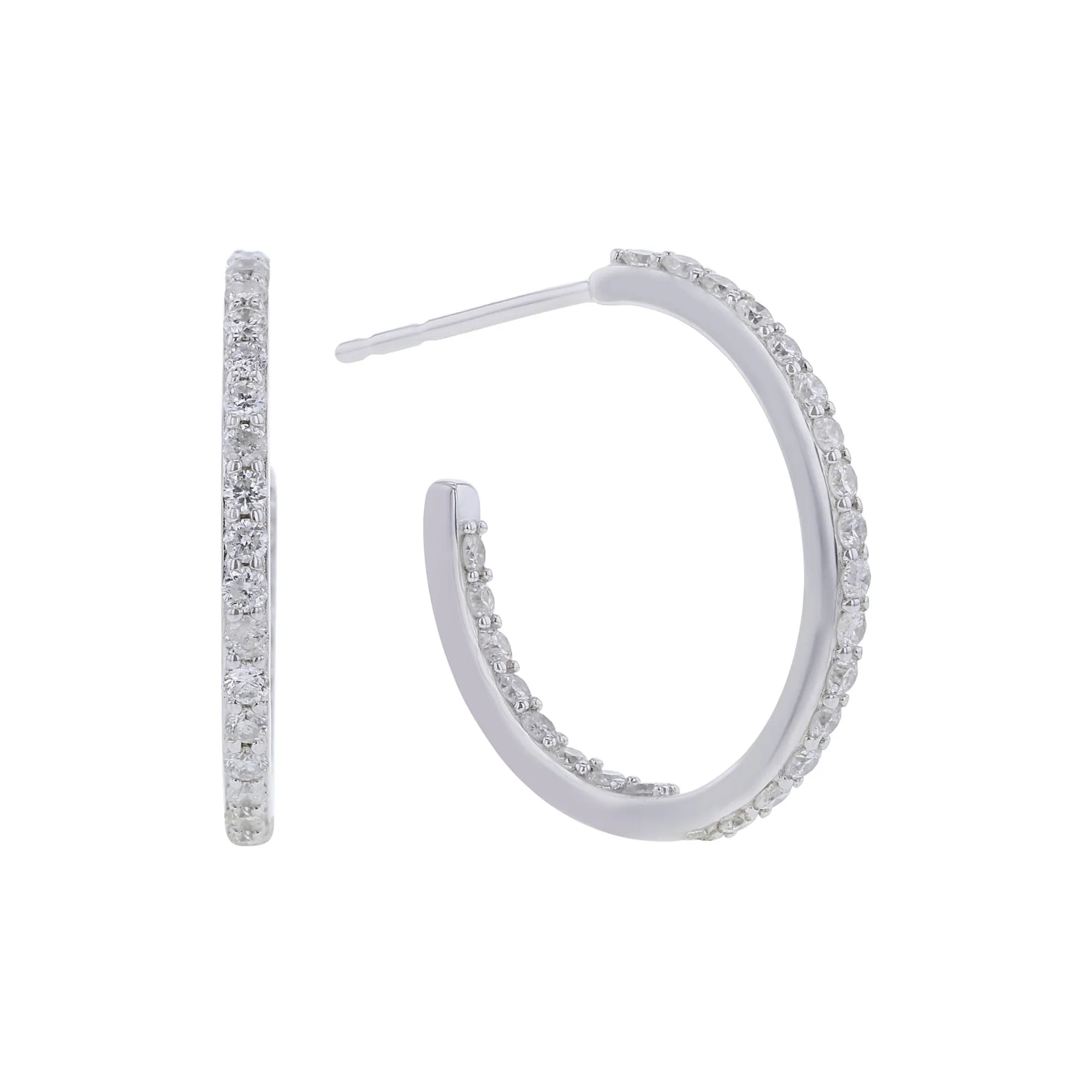 Silver Sedona Diamond Hoop Earrings 3/4ct