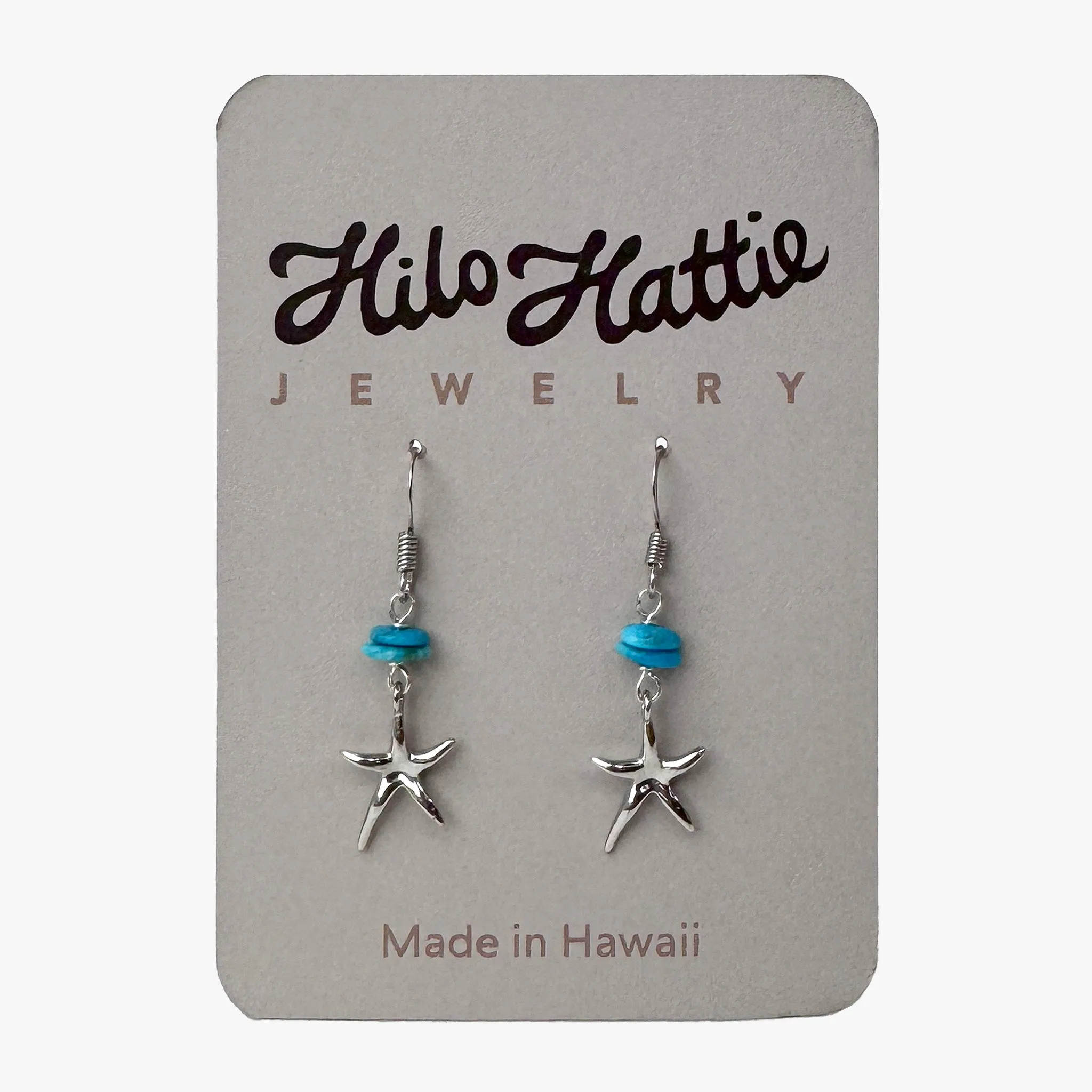 Silver Starfish Turquoise Earrings