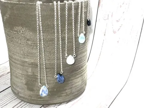 Silver Teardrop Crystal Necklace - Choker Style Gemstone Necklace