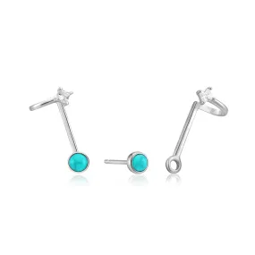 Silver Tidal Turquoise Double Stud Earrings