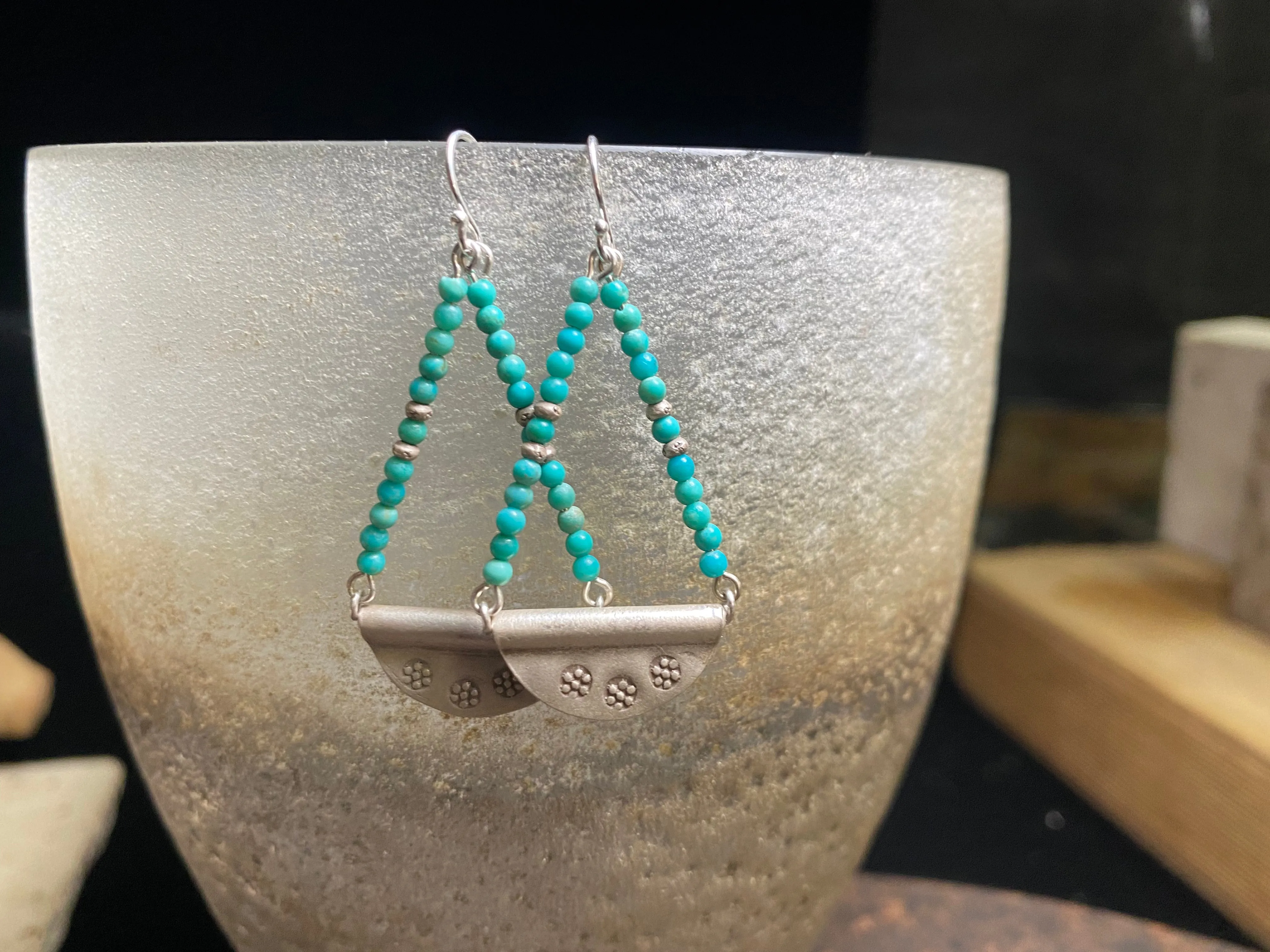 Silver Turquoise Dangle Earrings