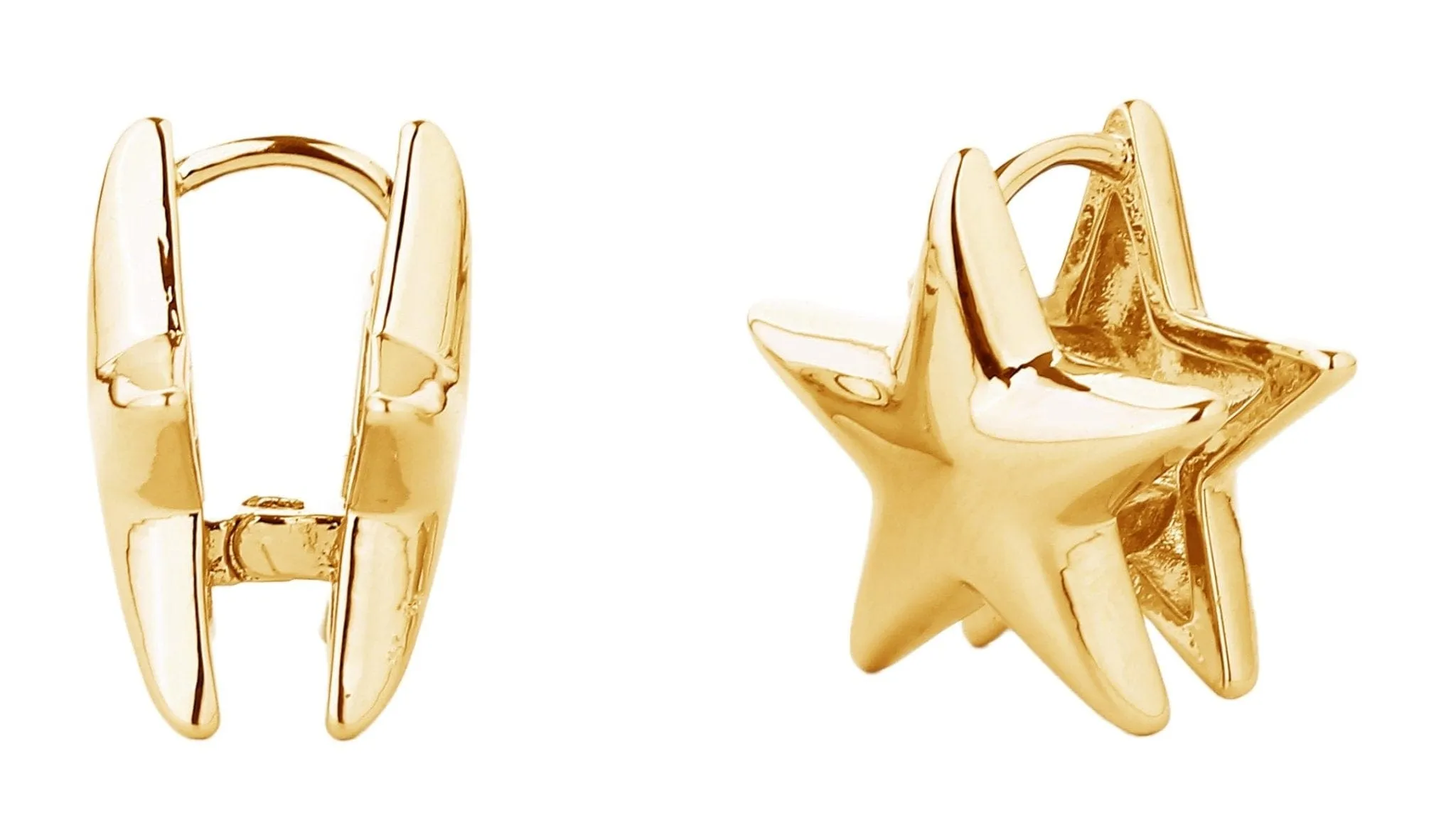 SJE310363 14K Dipped Star Shape Huggie Earrings