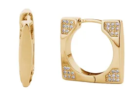 SJE310528 14K CZ Pave Corner Square Hoop Earrings