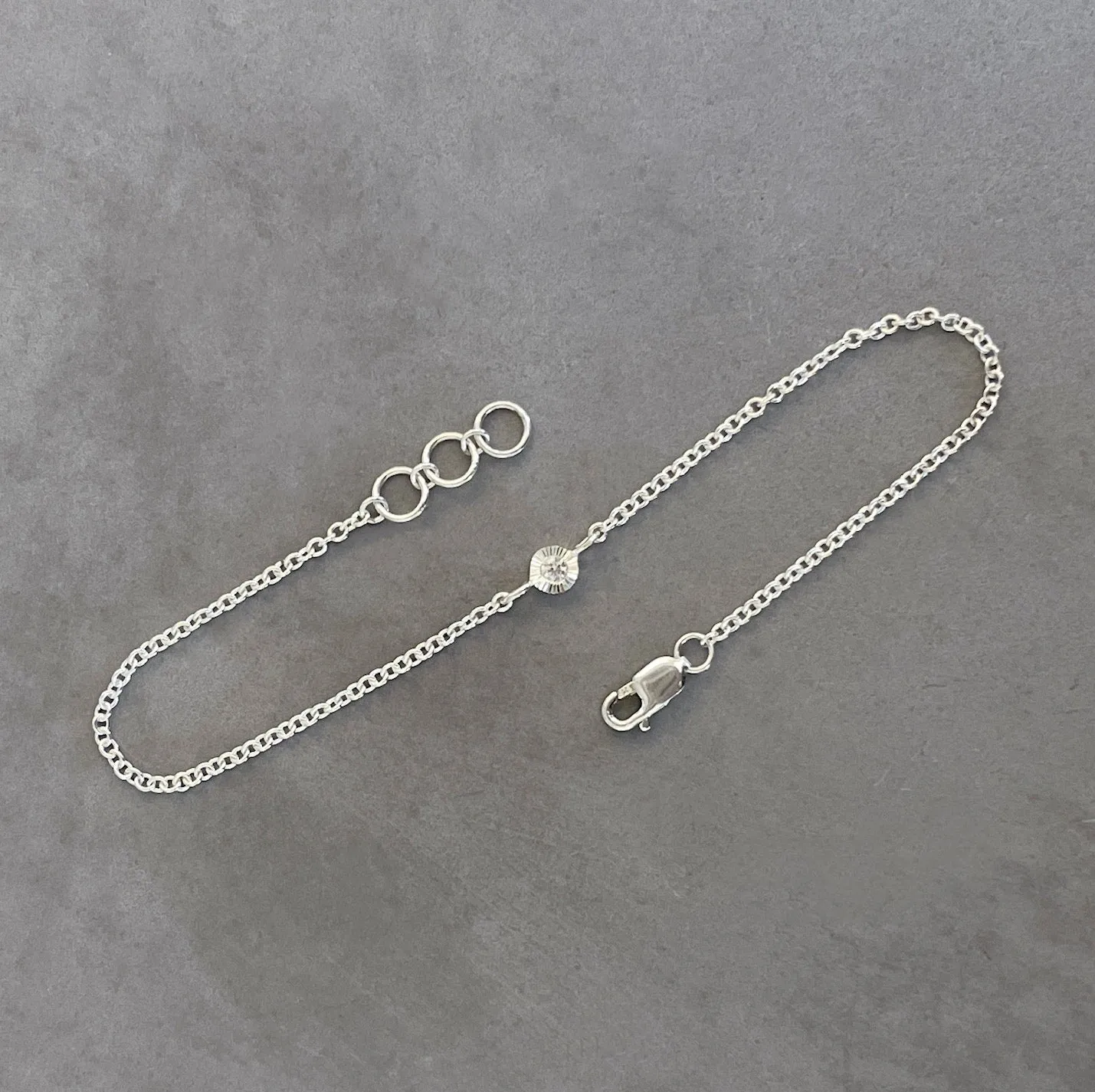 Small Aurora Chain Bracelet with Diamond in Sterling Silver