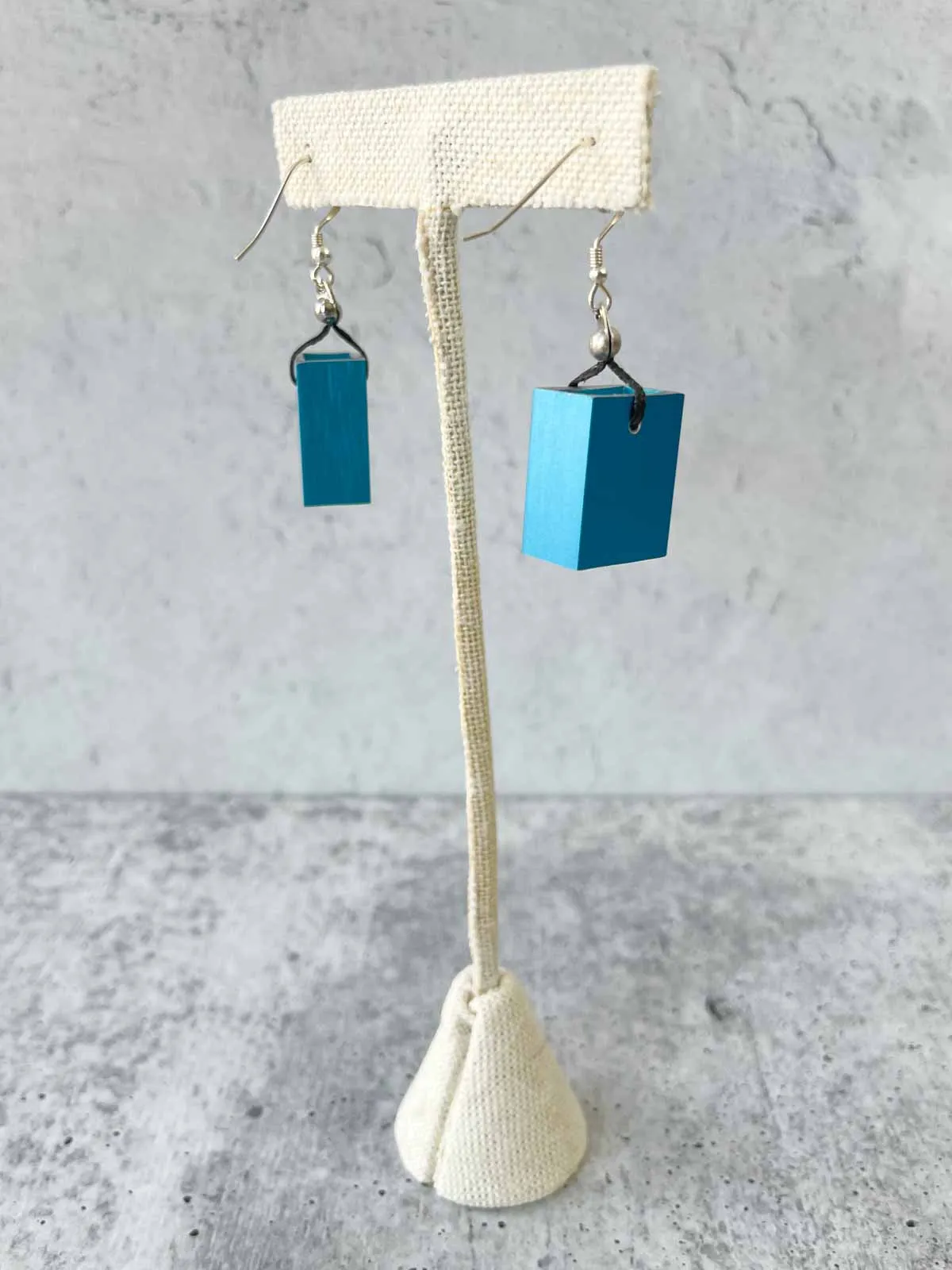 Small Rectangular Aluminum Drop Earrings, Turquoise