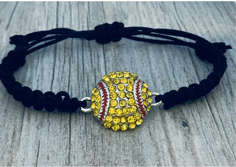 Softball Bracelet - Adjustable Charm Rope Bracelet