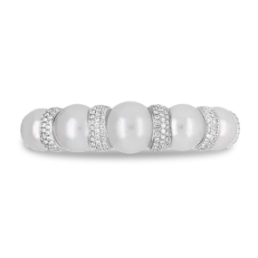 South Sea Pearl & Diamond Cuff Bracelet