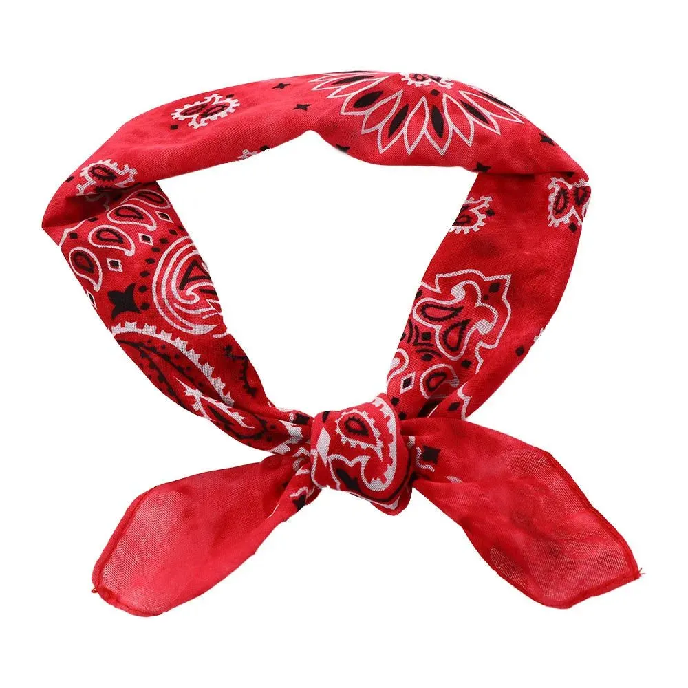 Square Scarf Hair Band Neck Scarf Cotton Bandana Hip Hop Paisley Headband Kerchief Neck Wrap Cashew Tie-dye Seamless Scarves DIY