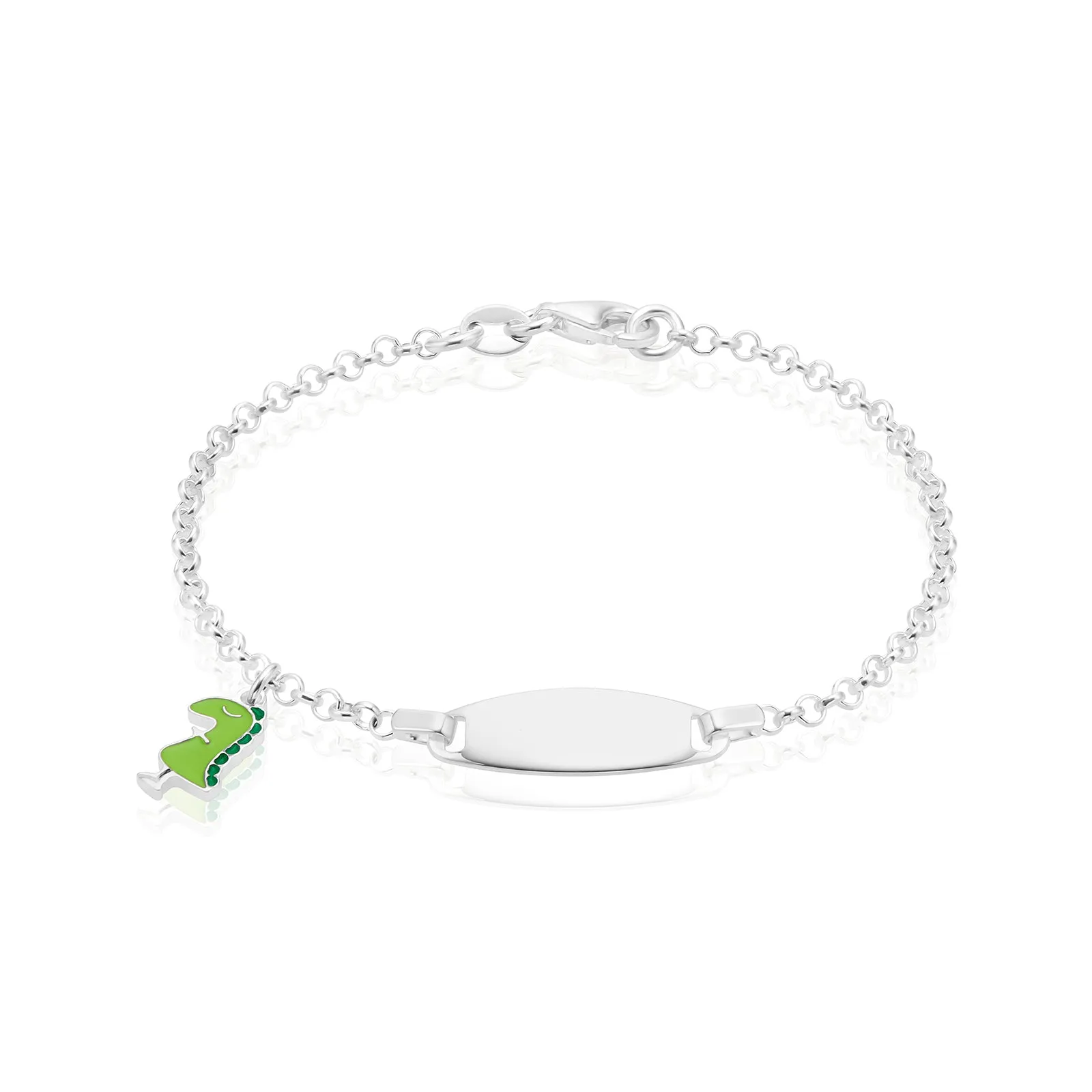 Sterling Silver 16cm Dinosaur Enamel Children's Bracelet