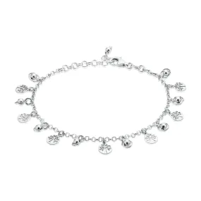 Sterling Silver 19cm Tree of Life Charm Bracelet