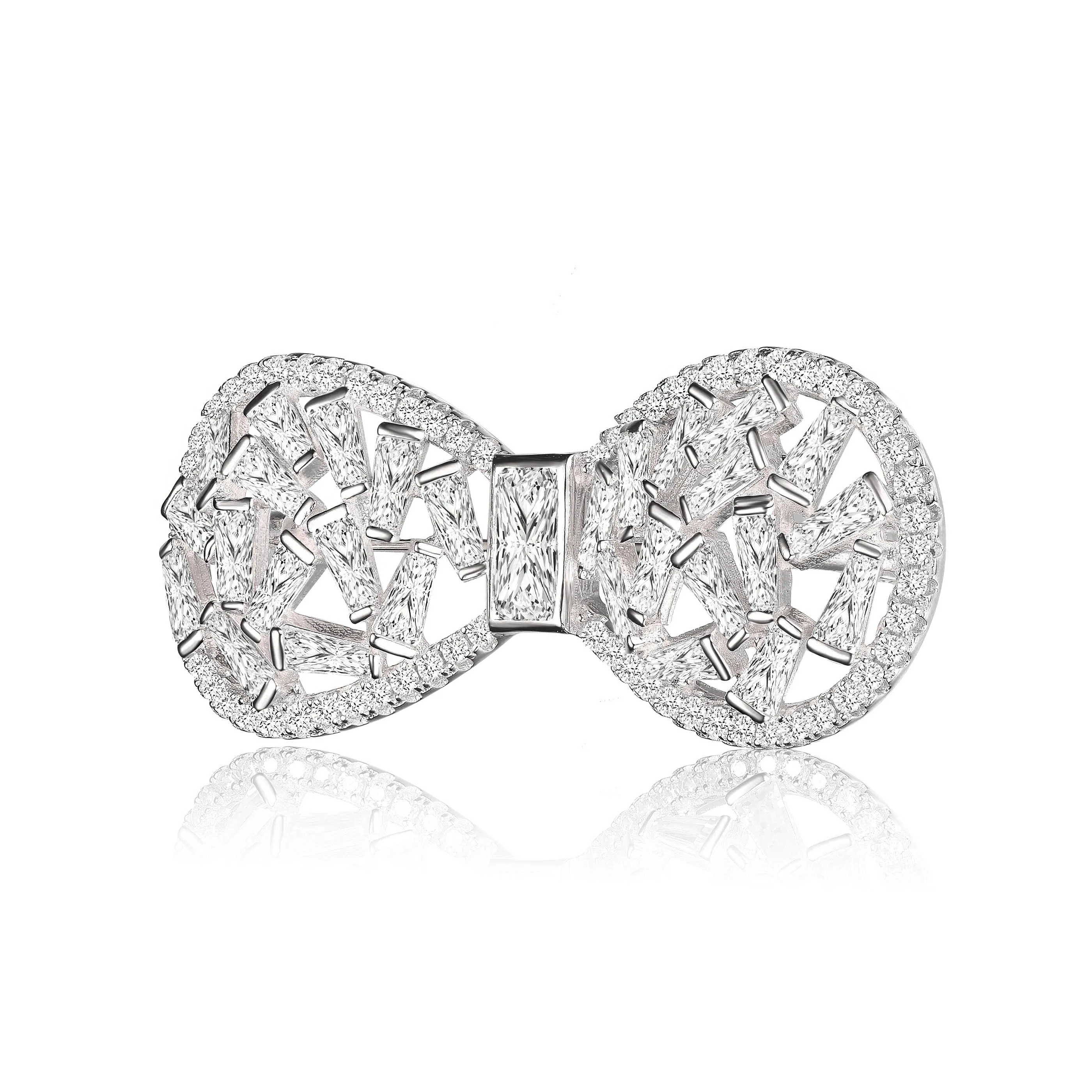 Sterling Silver Cubic Zirconia Bow Pin