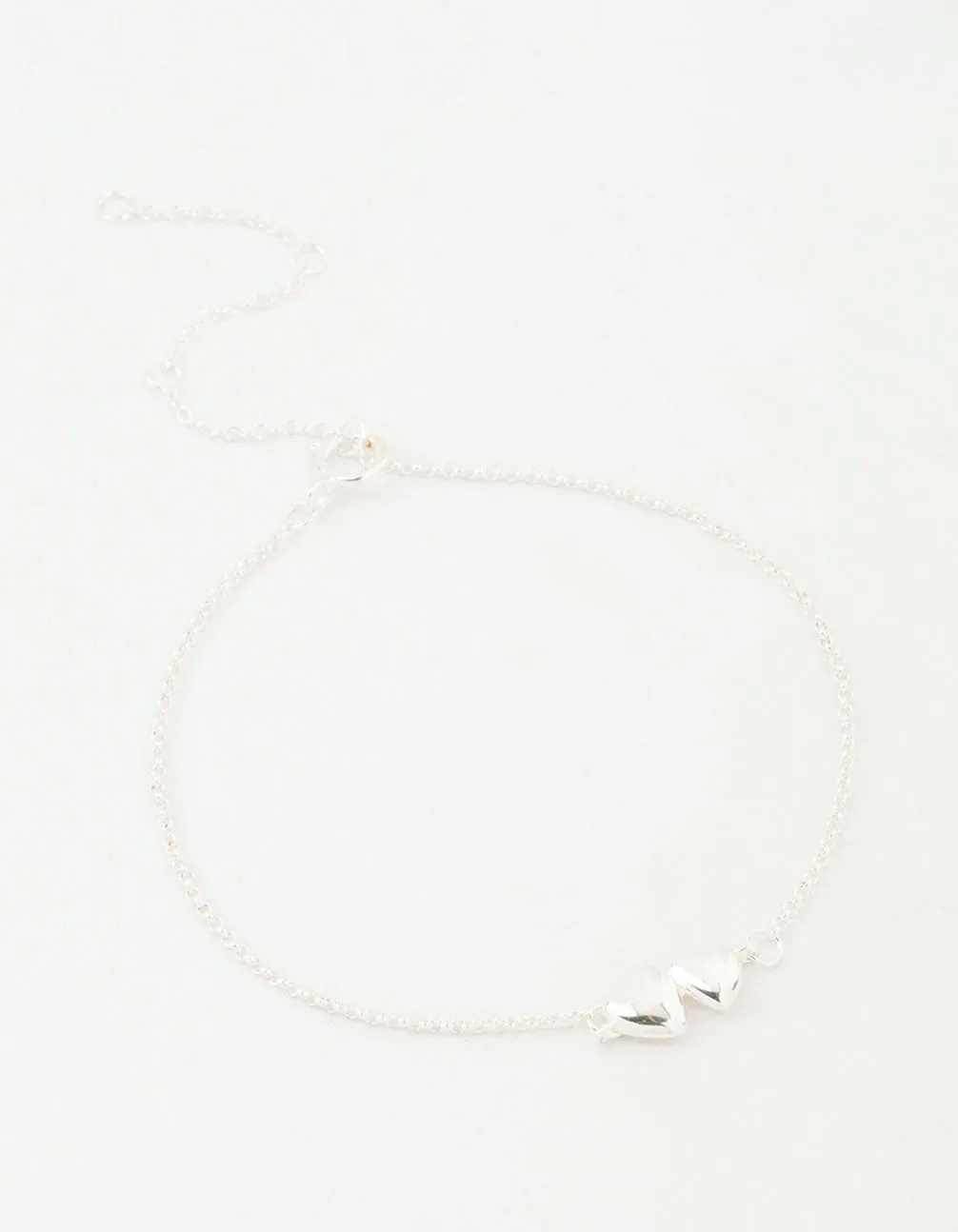 Sterling Silver Paired Puffy Heart Bracelet