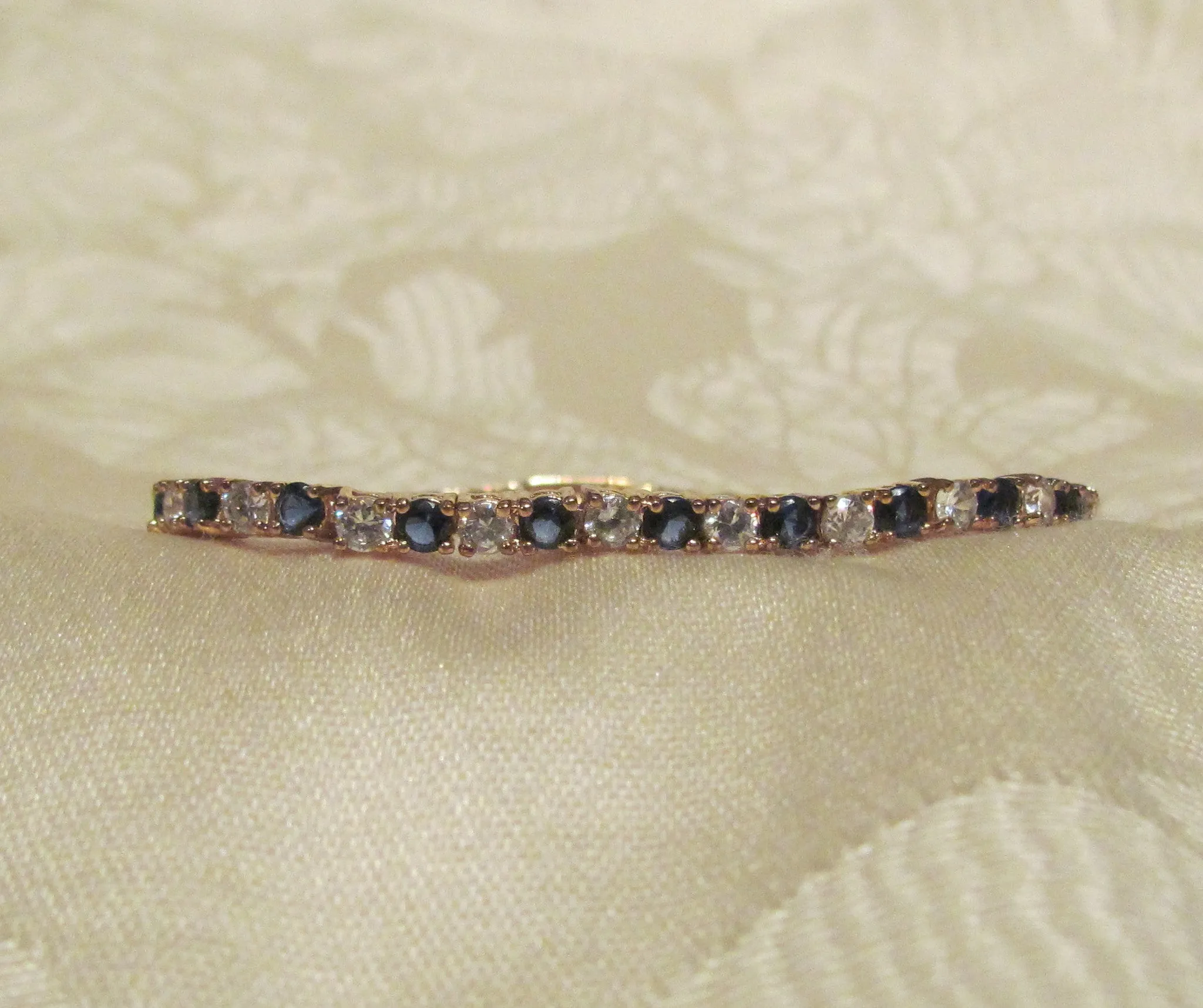 Sterling Silver Tennis Bracelet Sparkling Crystal & Sapphire Bracelet Gold Sterling Hallmarked