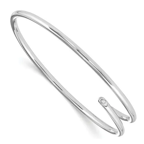 Sterling Silver White Ice Diamond Bangle