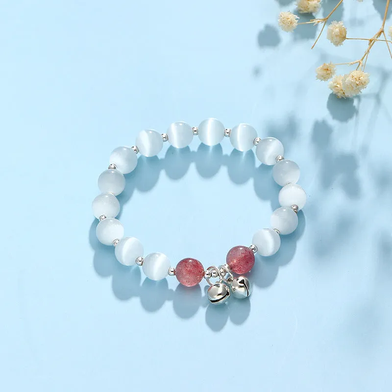 Strawberry Crystal and Opal Bell Bracelet for Women