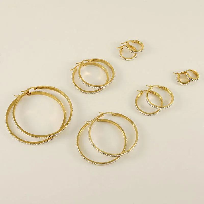 Stunning 18K Gold Plated Hoop Earrings with Zircon Embellishments