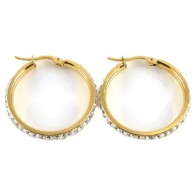 Stunning 18K Gold Plated Hoop Earrings with Zircon Embellishments