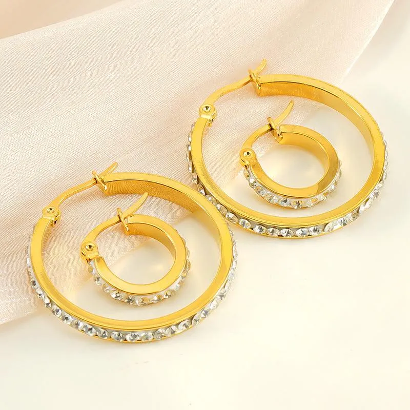 Stunning 18K Gold Plated Hoop Earrings with Zircon Embellishments