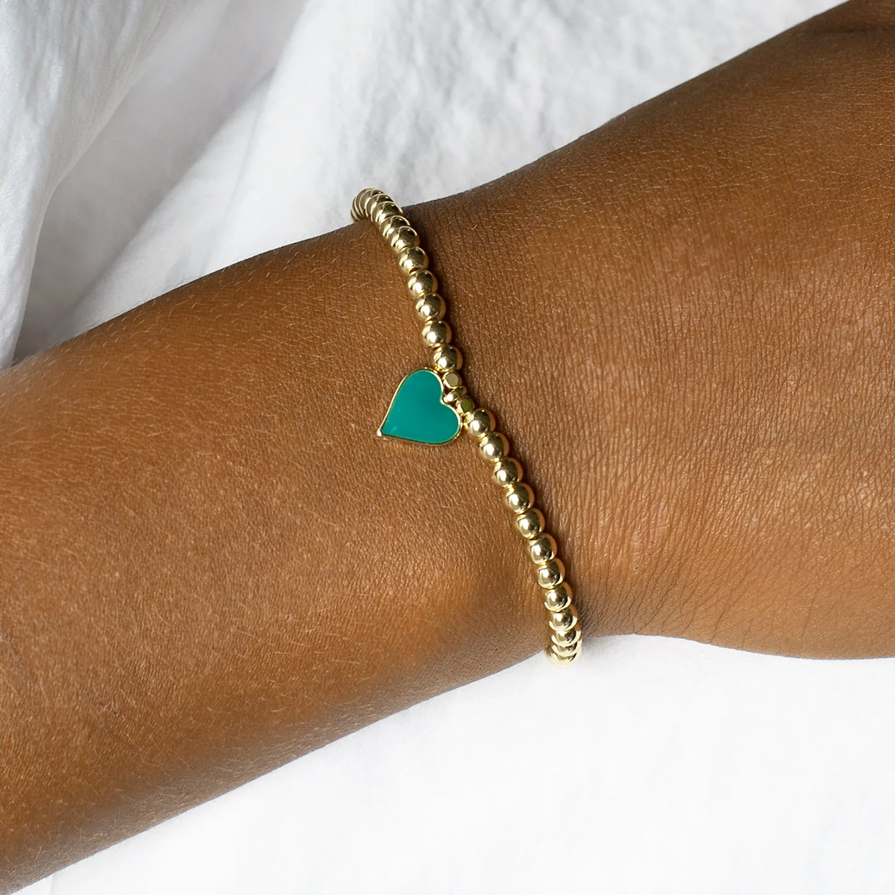 teal enamel heart bracelet