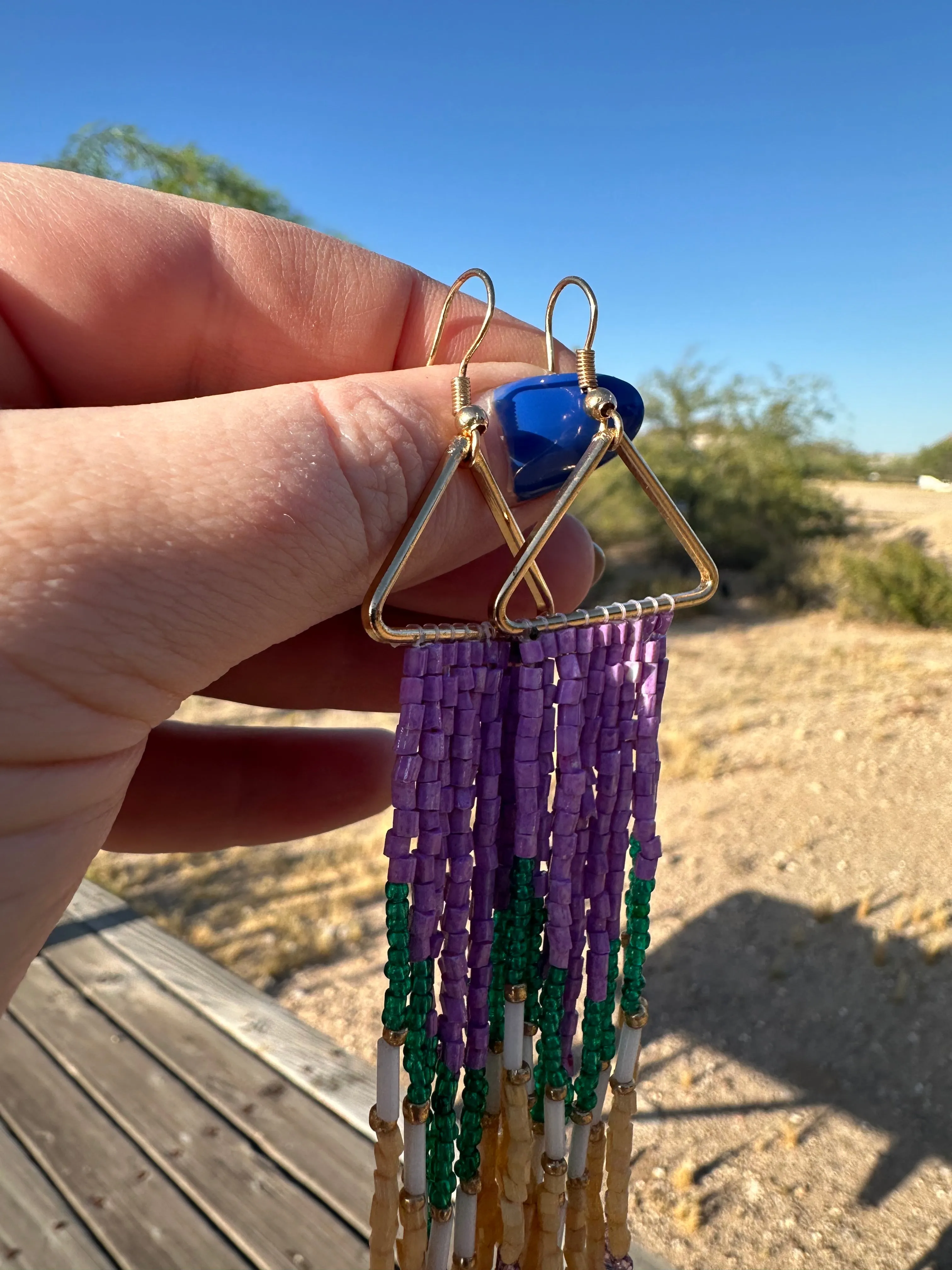 “The Golden Collection” Lavender Haze Handmade Multi Color Beaded Earrings