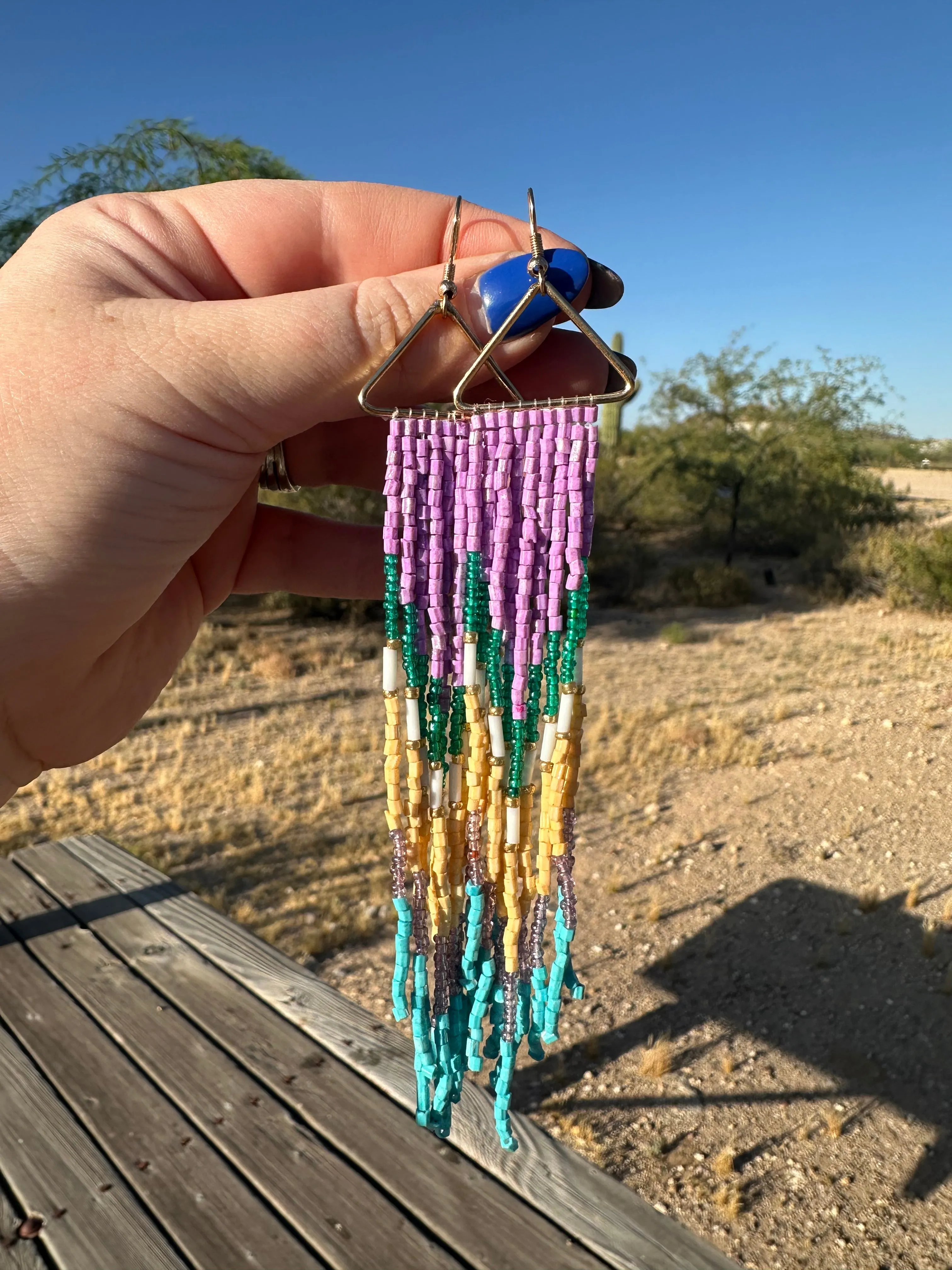 “The Golden Collection” Lavender Haze Handmade Multi Color Beaded Earrings