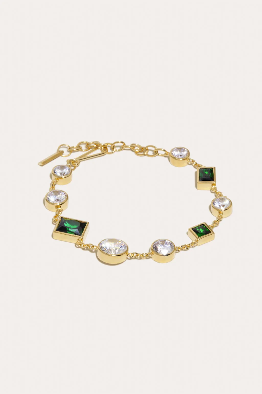 The Mysterious Connection - Emerald Zirconia and Recycled Gold Vermeil Bracelet