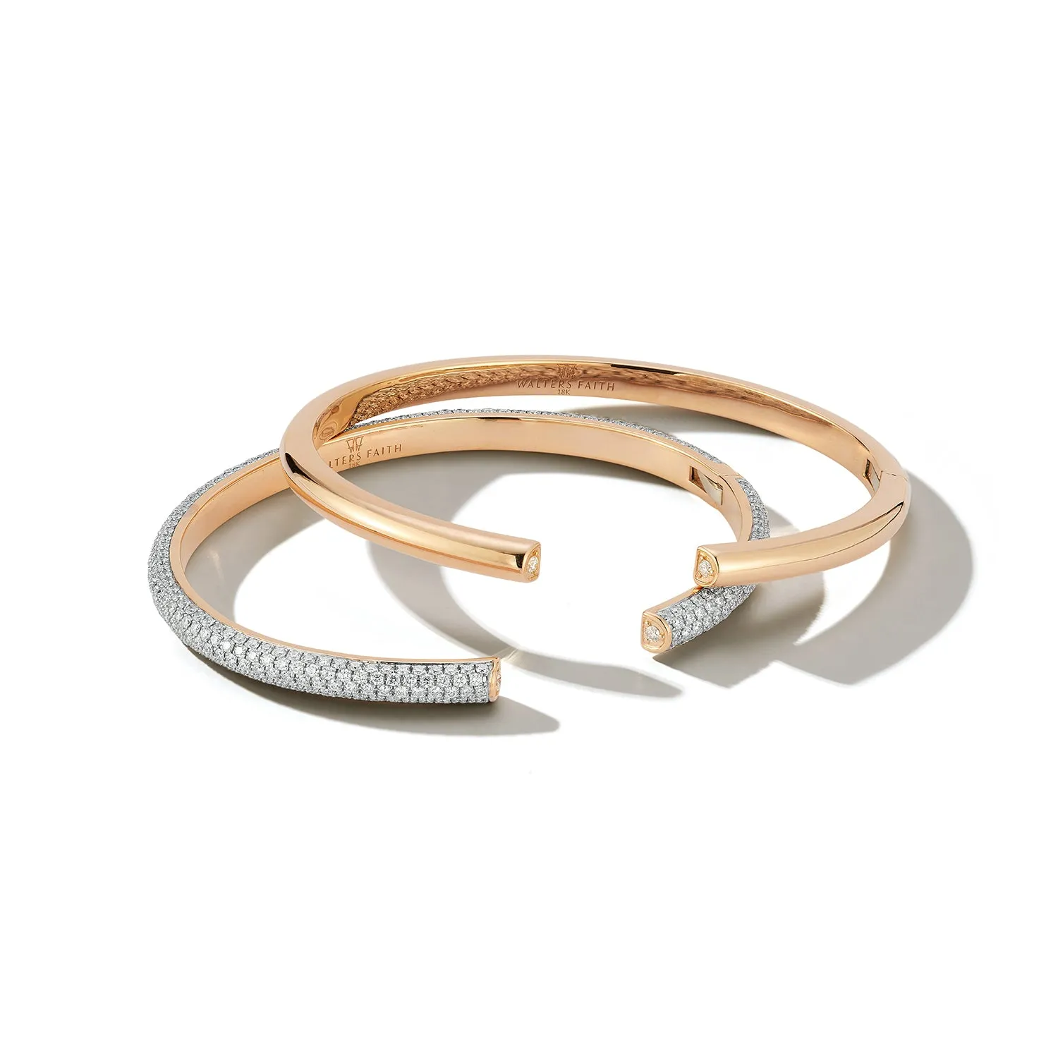 THOBY 18K GOLD AND ALL DIAMOND TUBULAR CUFF BRACELET