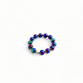 Titanium coated hematite stretch bracelet