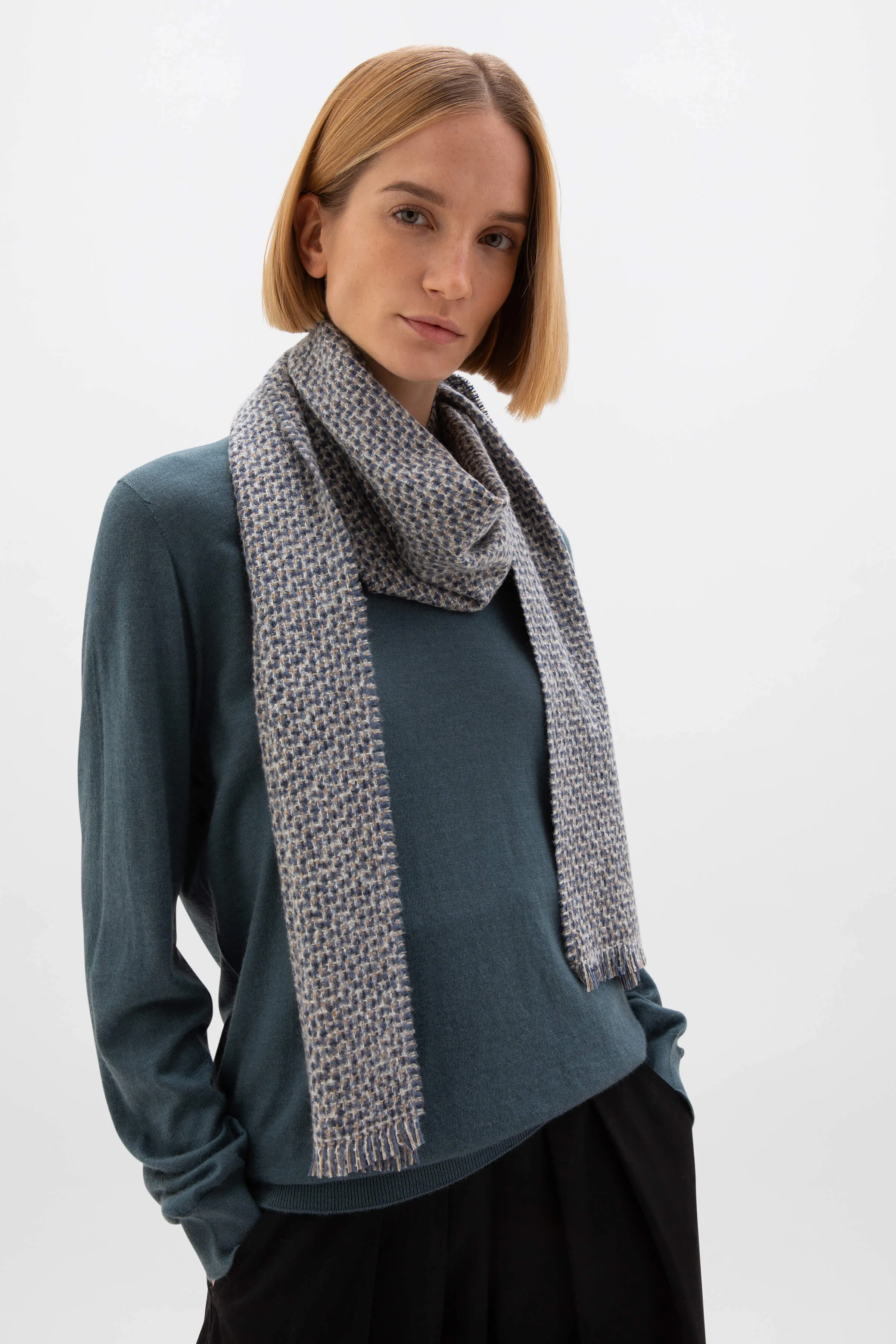 Tonal Texture Cashmere Silk Scarf