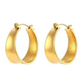 Trendy Wide Gold Hoop Earrings – Hypoallergenic Earrings