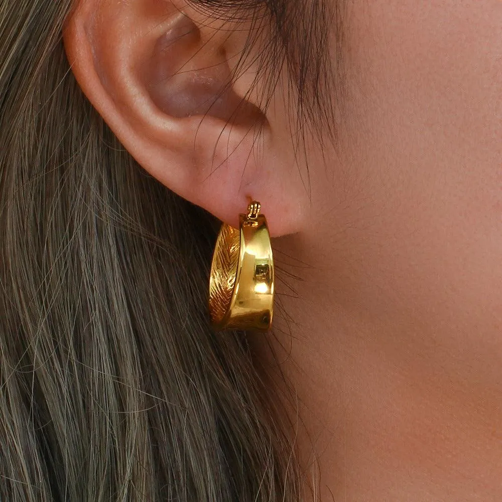 Trendy Wide Gold Hoop Earrings – Hypoallergenic Earrings