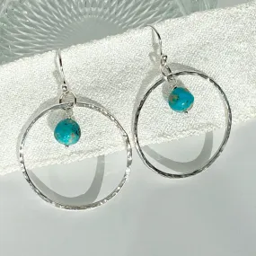 Turquoise & Sterling Silver Large Hoops