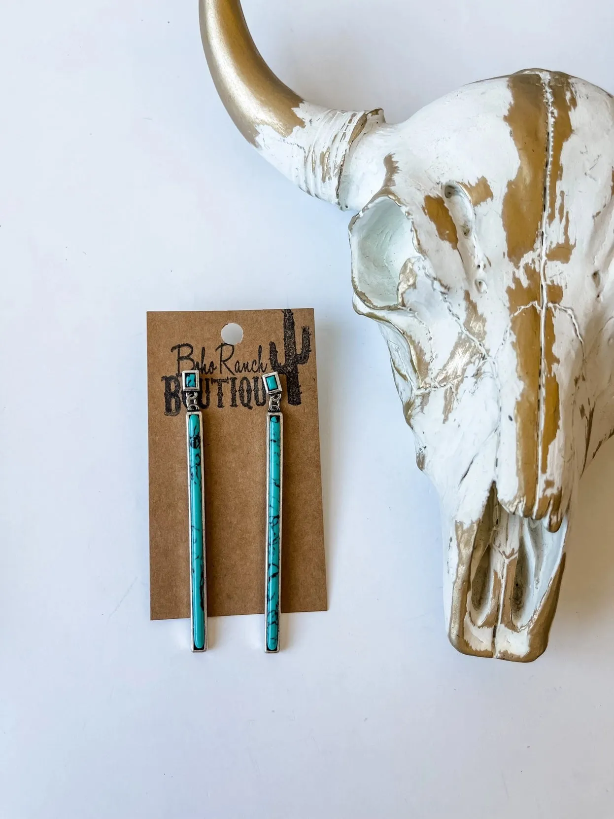 Turquoise Bar Stone Earrings