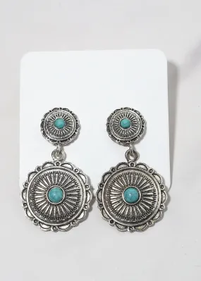 Turquoise Circle Drop Earrings