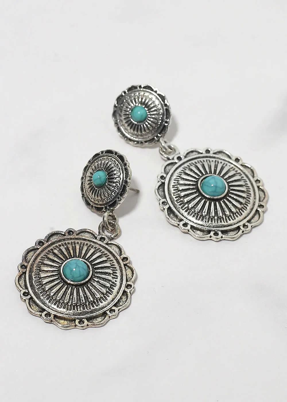 Turquoise Circle Drop Earrings