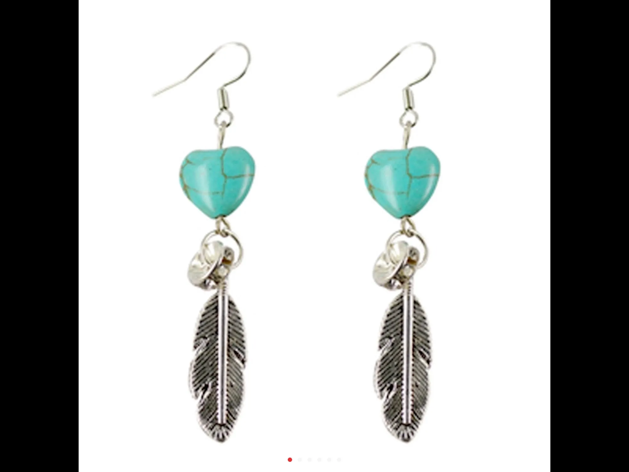 Turquoise colored Feather earrings