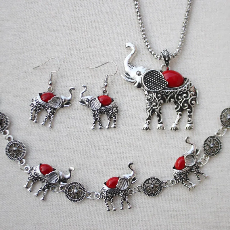 Turquoise Elephant Jewelry Set