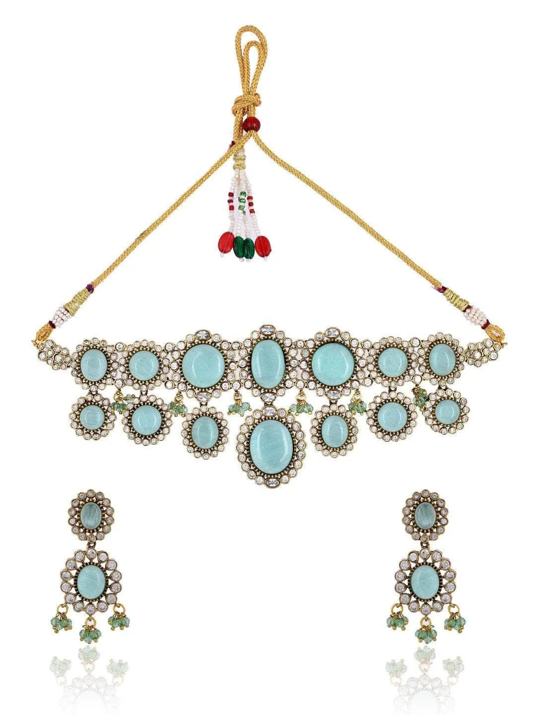 Turquoise Kundan Pearl Necklace Set