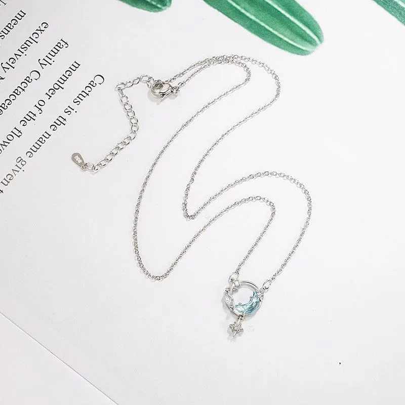 Turquoise Moon Phase Star Necklace