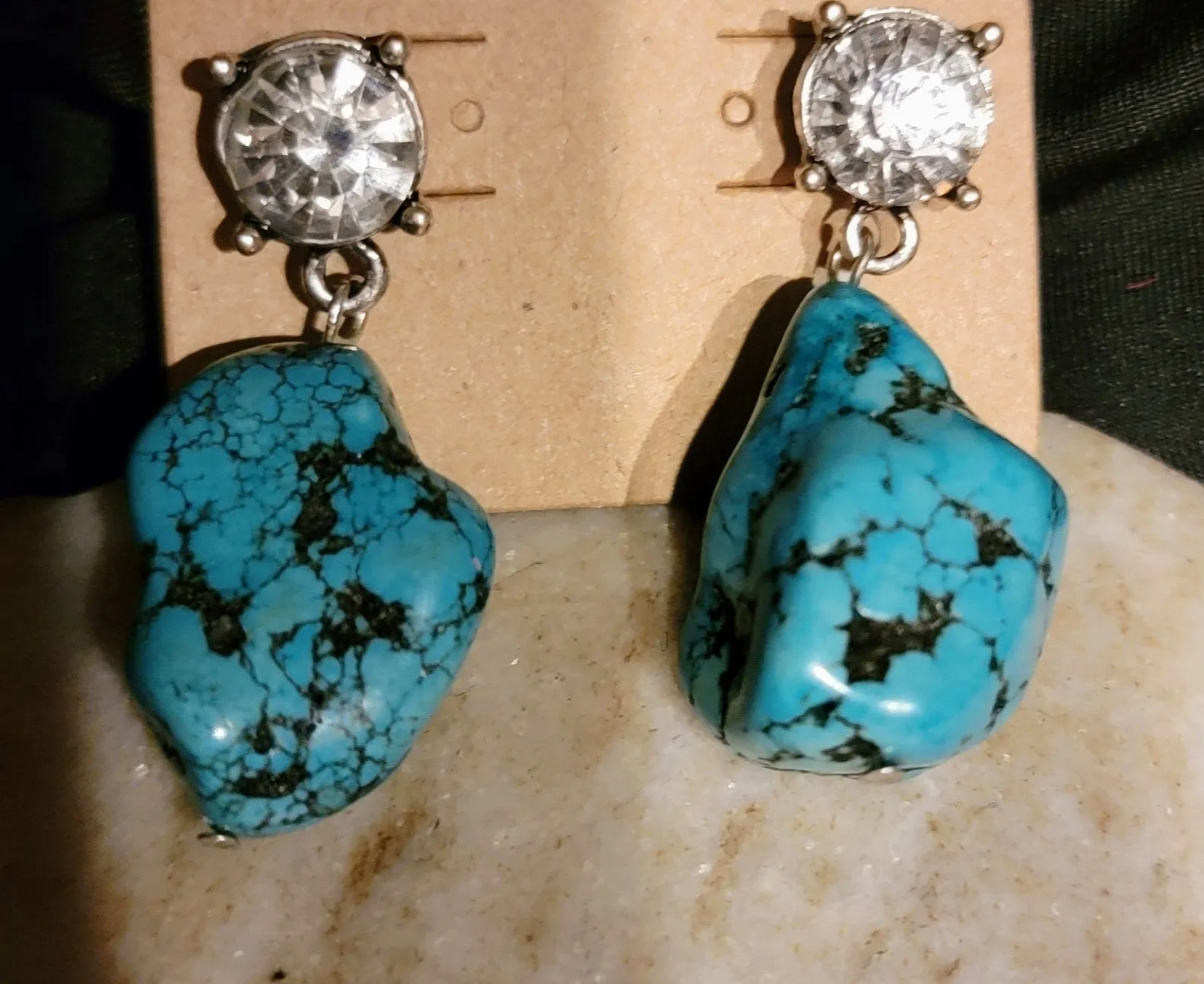 Turquoise Rhinestone Earrings