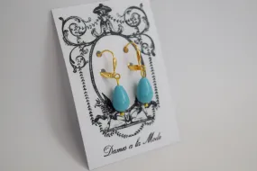 Turquoise Shell Pearl Teardrop Earrings