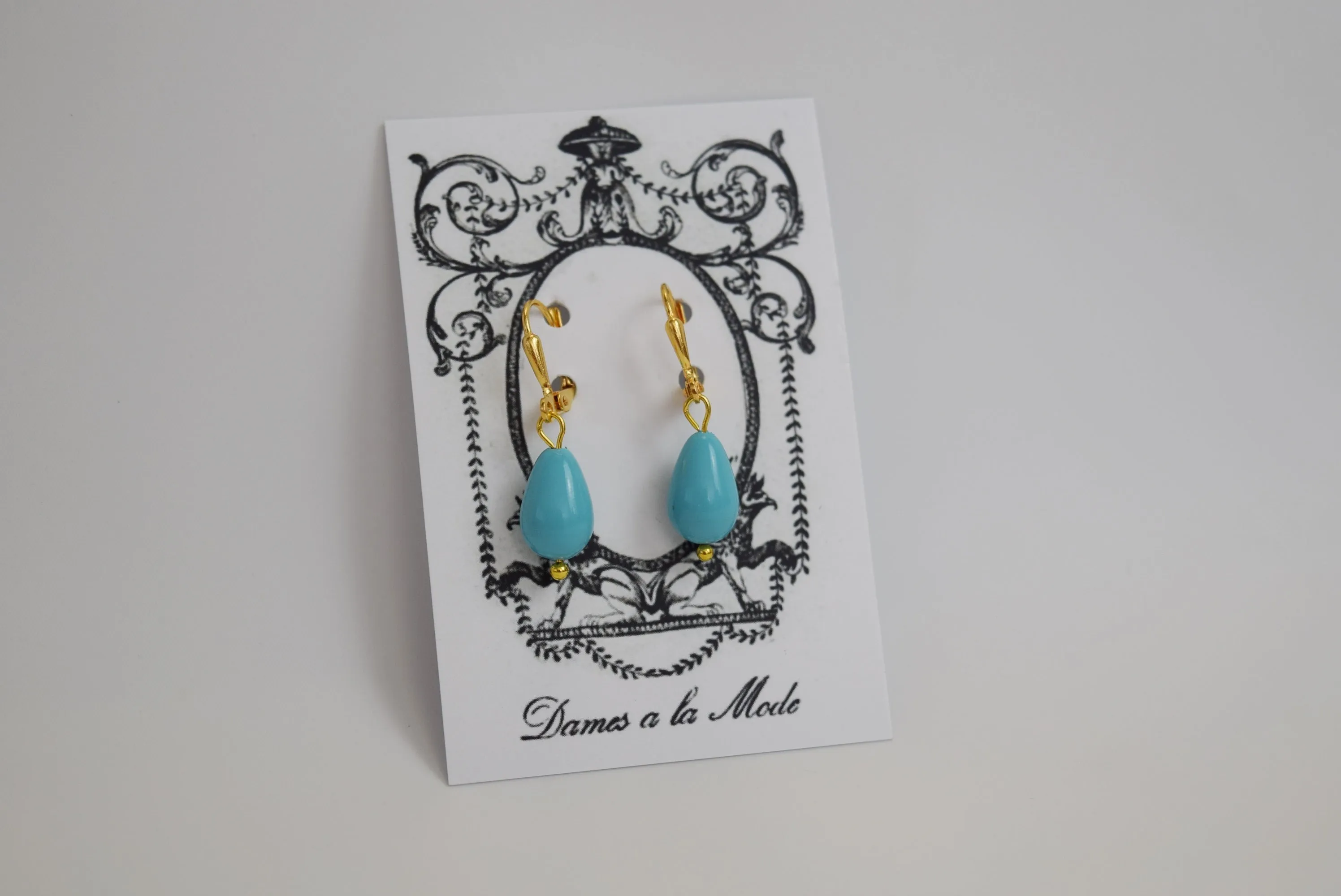 Turquoise Shell Pearl Teardrop Earrings