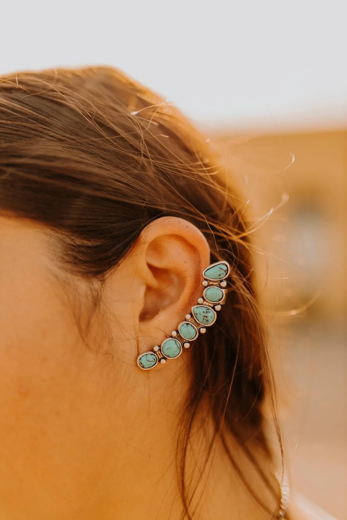 Turquoise Stone Ear Climber