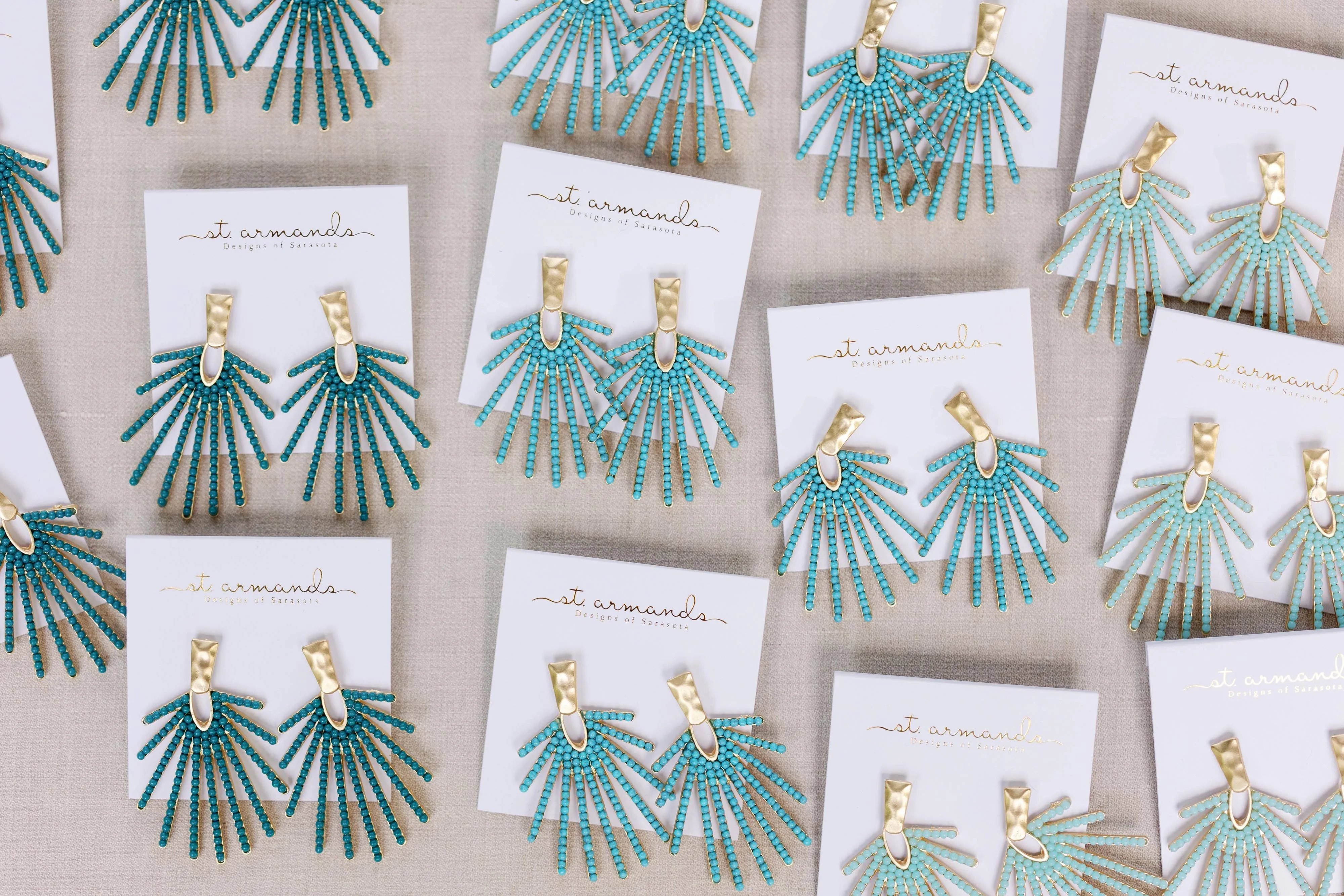 Turquoise Sunburst Statement Drop Earrings