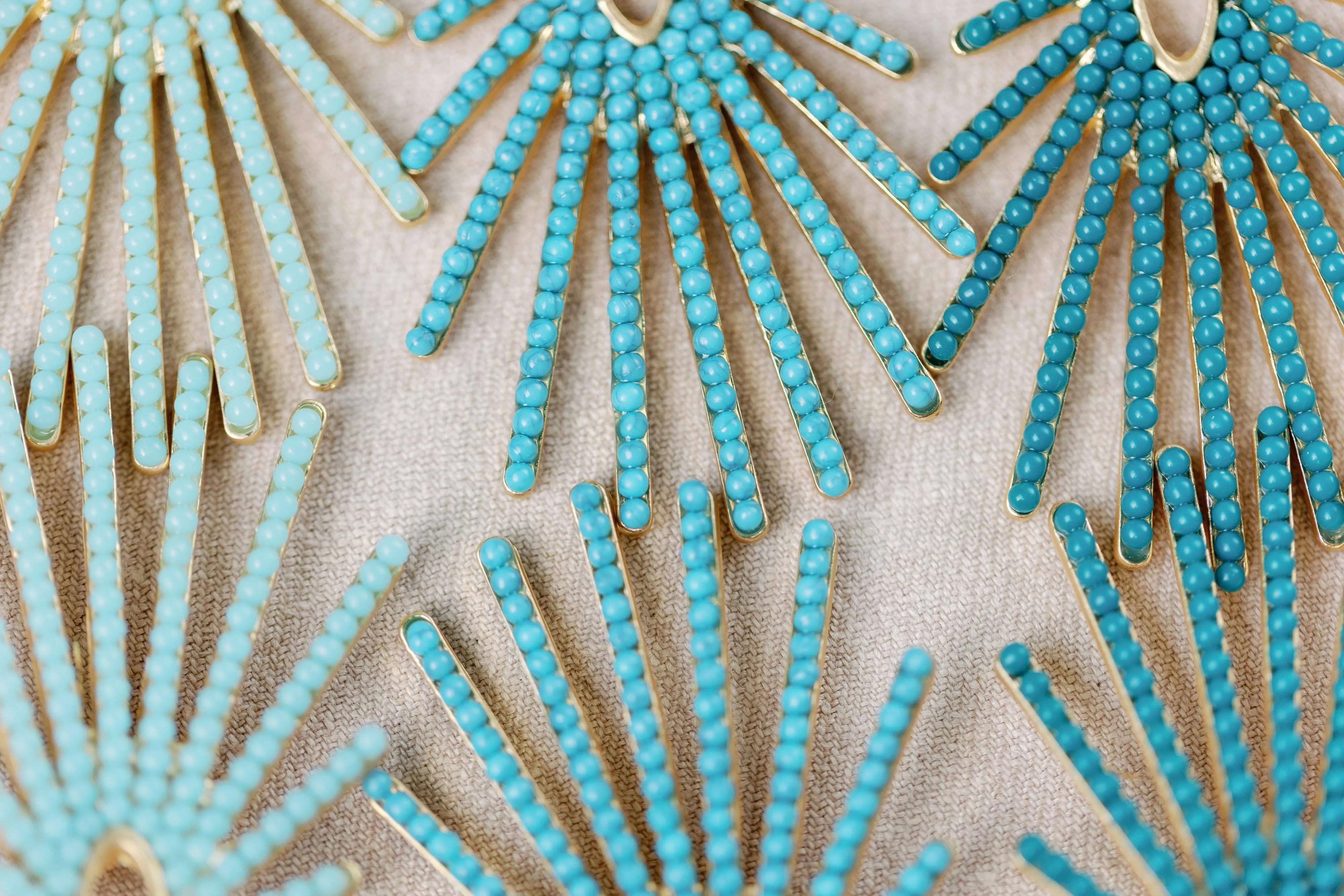 Turquoise Sunburst Statement Drop Earrings