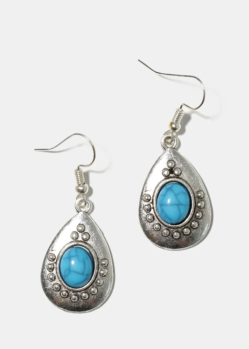 Turquoise Teardrop Stone Earrings