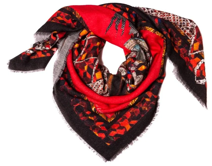 Twin Kings Calvaria Red Wool Scarf