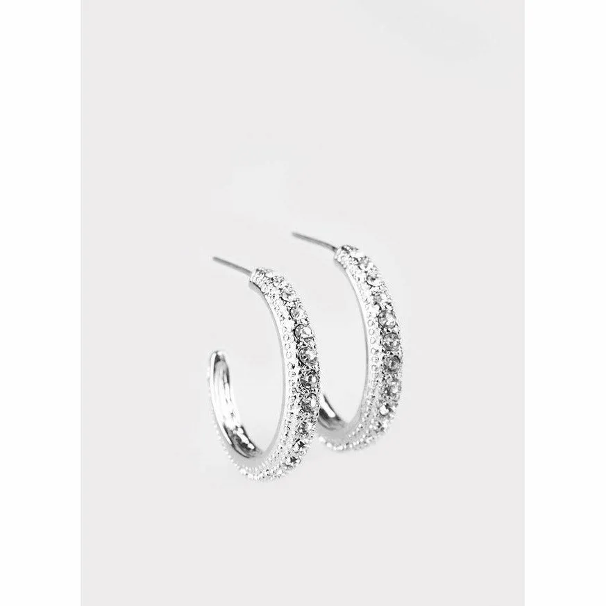 Twinkling White Hoop Earrings