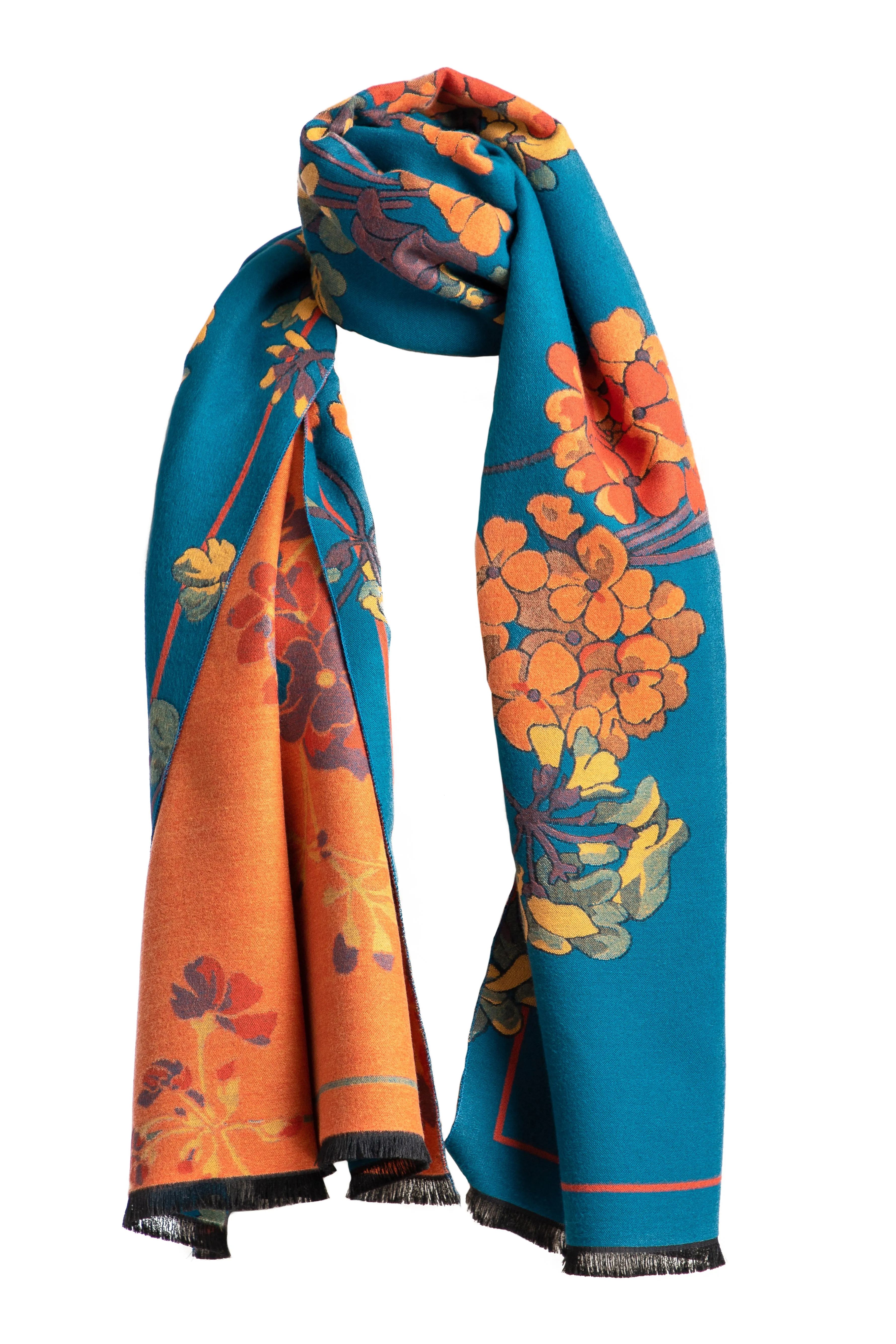 Two Tone Floral Reversible Scarf